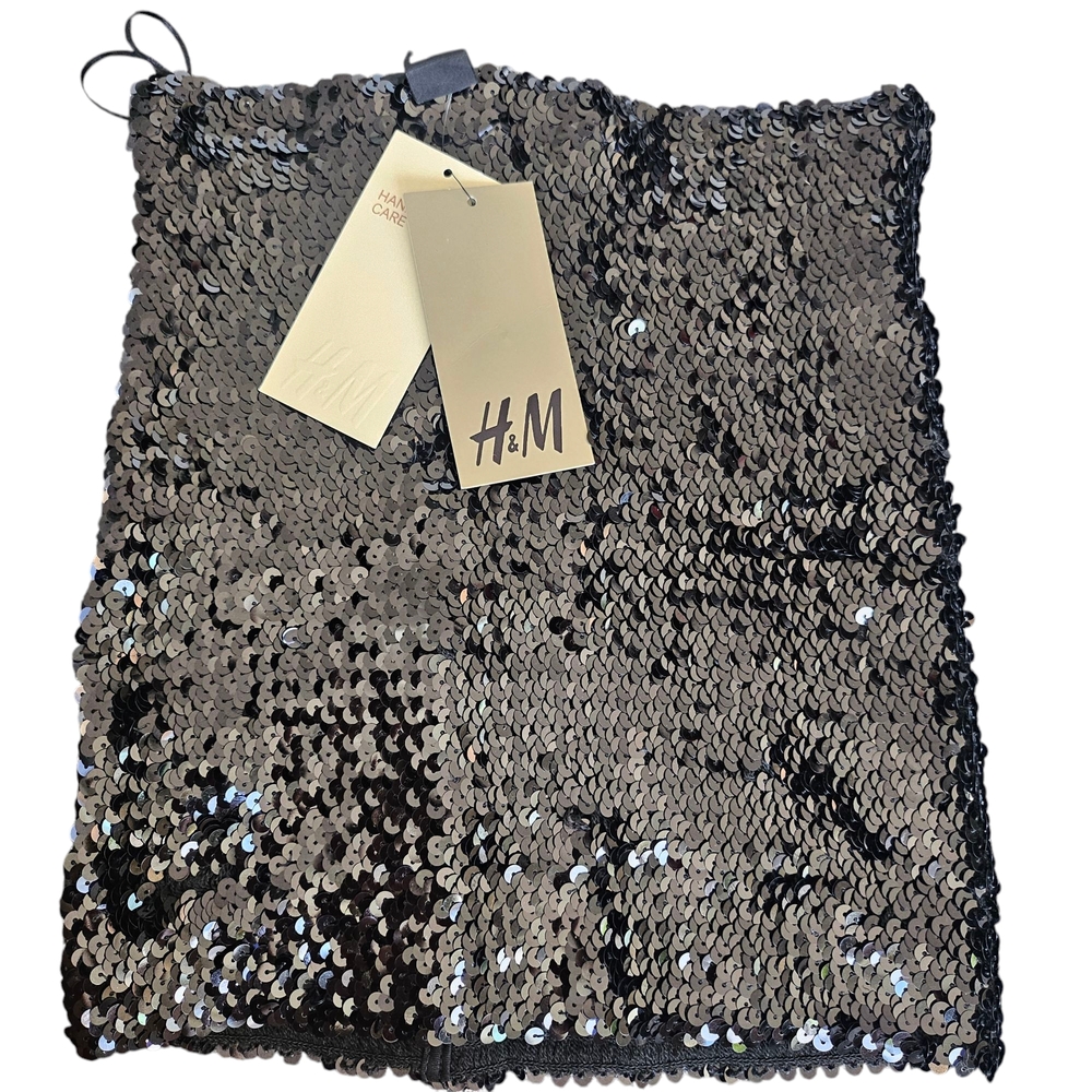 H&M Black Sequin Strapless Top